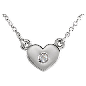 7MM Heart Diamond 16" Necklace - 14K White Gold