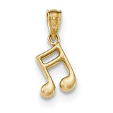 Eighth Music Note Charm - 14K Yellow Gold