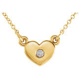 7MM Heart Diamond 16" Necklace - 14K Yellow Gold