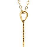 12MM Oval Cross Charm on 15" Cable Chain - 14K Yellow Gold